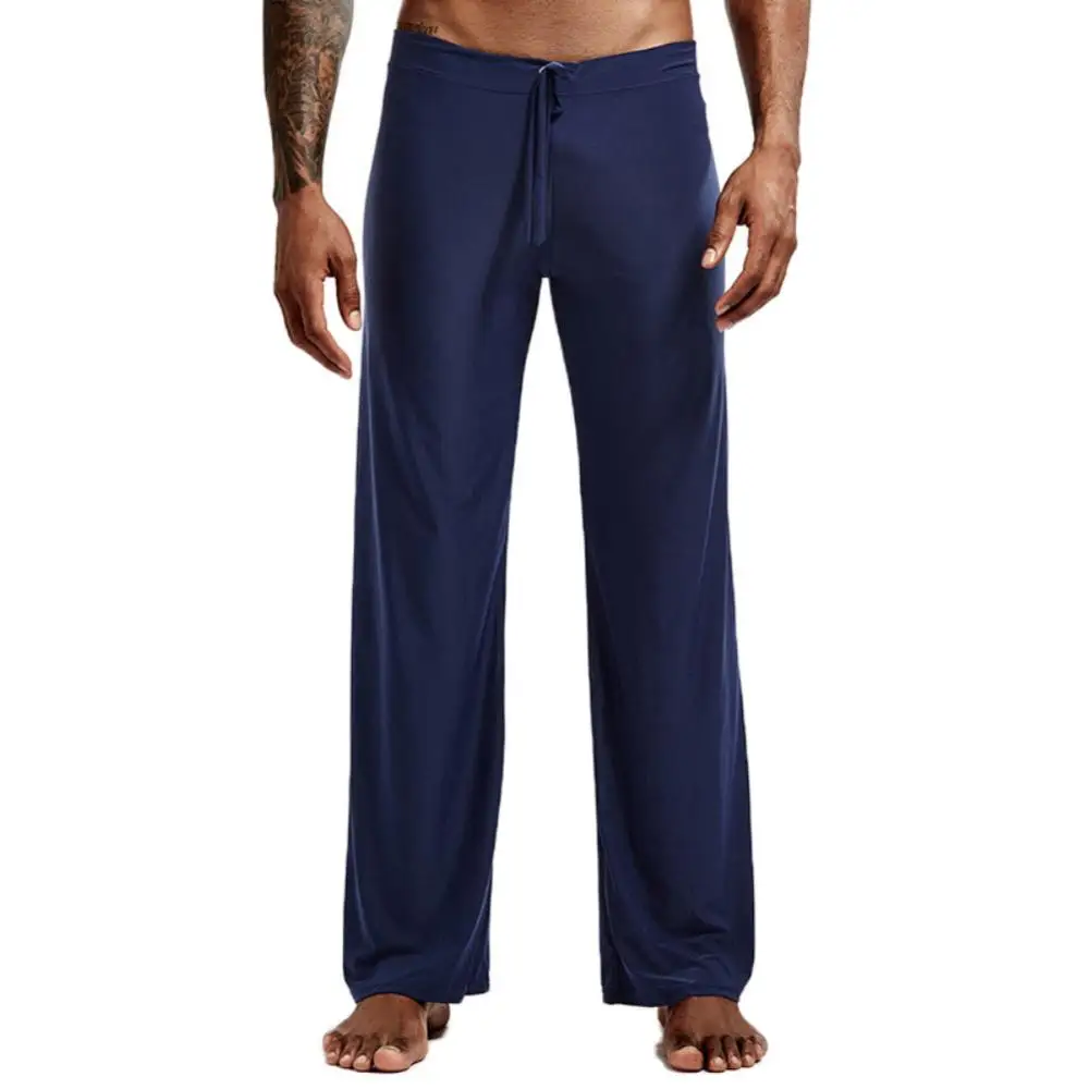 

Men Casual Solid Color Low-waisted Drawstring Loose Pants Running Yoga Trousers
