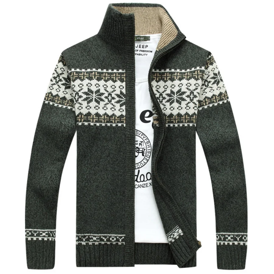 2023 Autumn Winter Men's Knitted Jackets Thick Long Sleeve Warm Sweater Coat Printted Casual Cardigan Male Jackets Plus Size 5XL