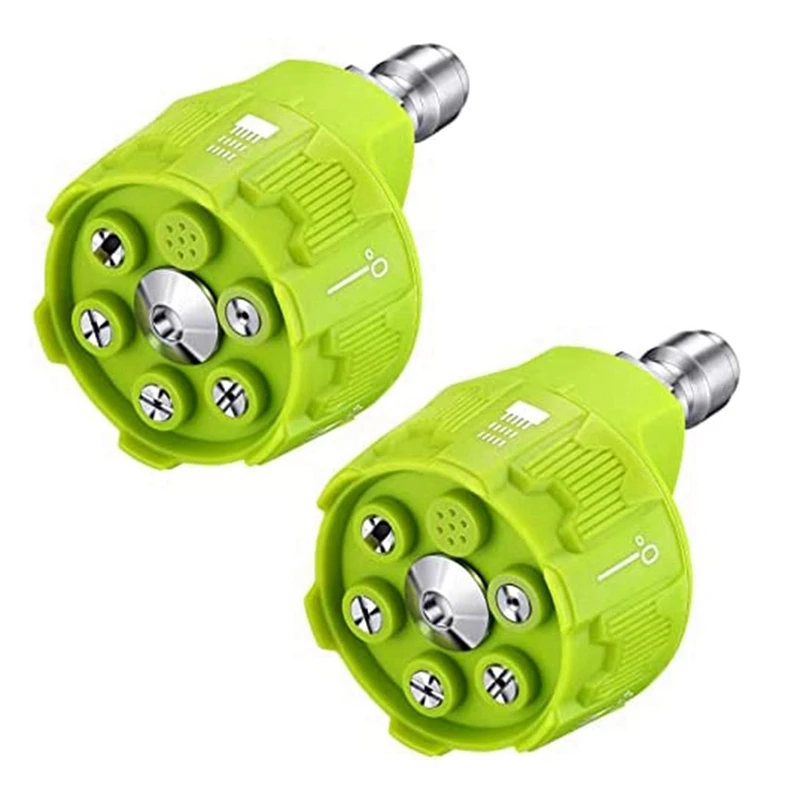 

2 Pack 6-In-1 Pressure Washer Spray Nozzle Washer Nozzle With 1/4 Inch Quick Changeover And Adjustable Plug Connect