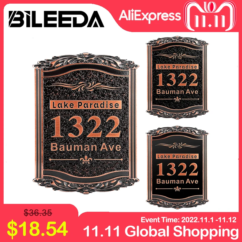 

BILEEDA Outdoor House Number Plaque Customized Home Address Apartment Room Street Mailbox Door Signs