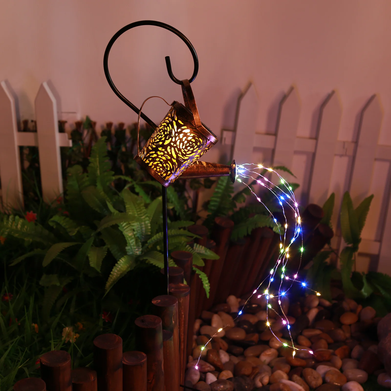 

Waterproof Solar LED Watering Can Decor Fairy String Garden Art Lights with String Light Pathway Patio Courtyard Landscape