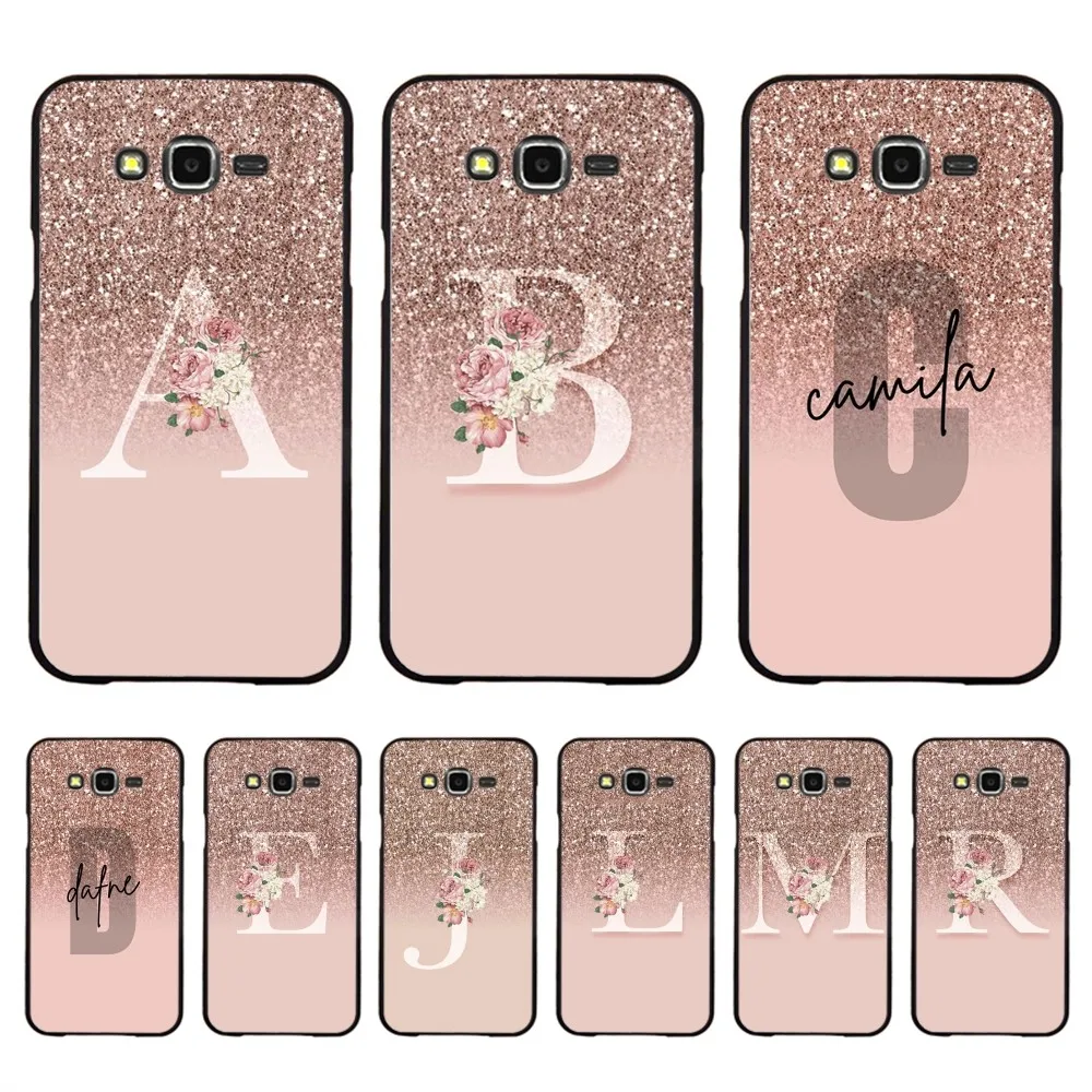 

Letter Pink Shiny M R Clear Phone Case For Samsung J 7 Plus 7core J7 Neo J6 Plus Prime J6 J4 J5 Mobile Cover