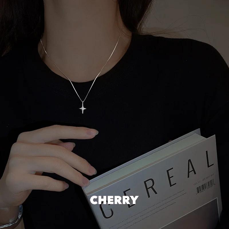 Минималистичный кулон с крестом и цирконием для женщин ожерелье холодным ветром