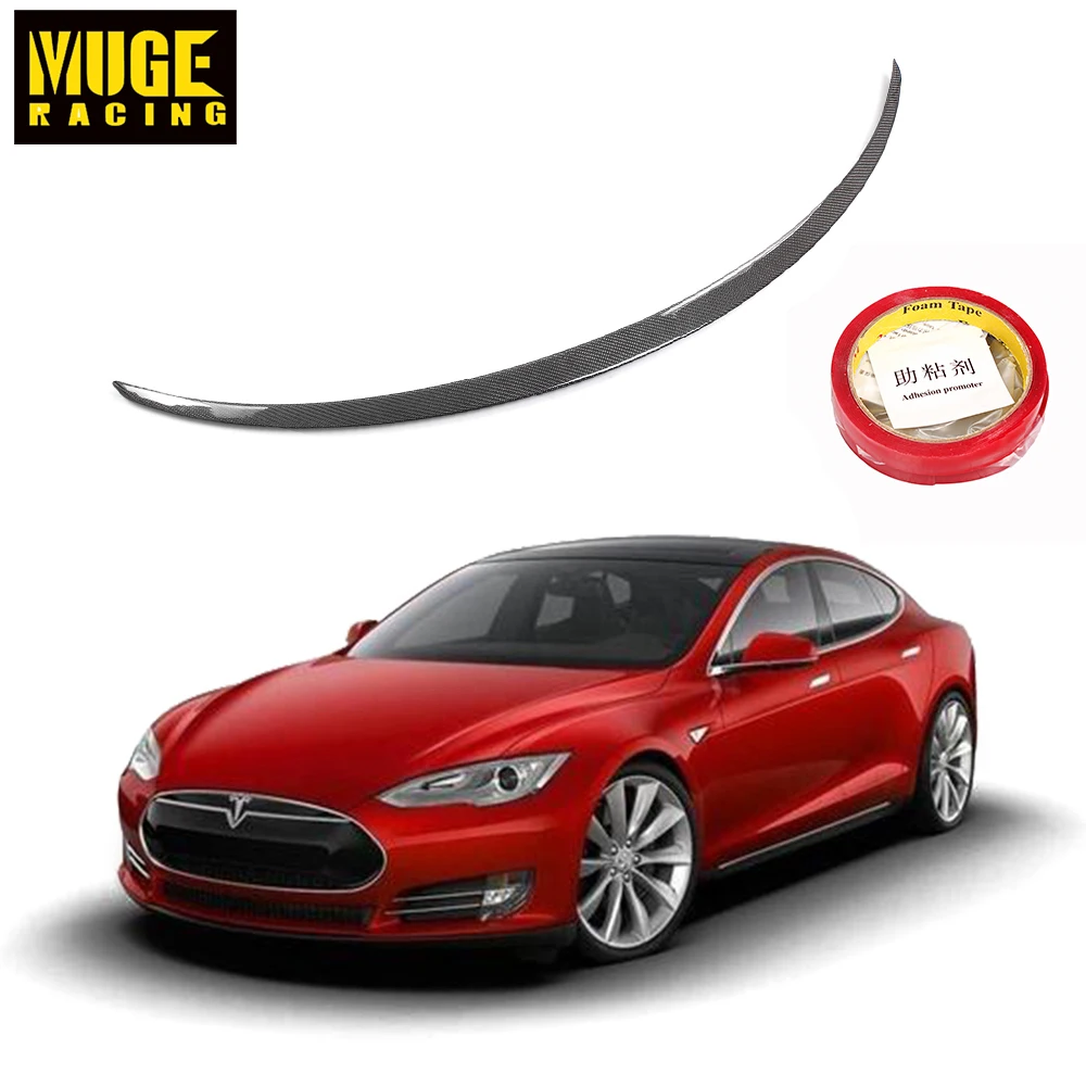 

New Rear Wing Modification Free Perforated Fixed Wing Decoration Tesla Real Carbon Fiber Tail For Tesla Model Y RS-lkt095