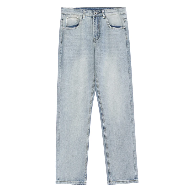 Men's Jeans High Street Washed Light Straight Jeans Trend Hip-hop Embroidery American Retro Pants Men Y2K Men Pants Ins Hot Sale