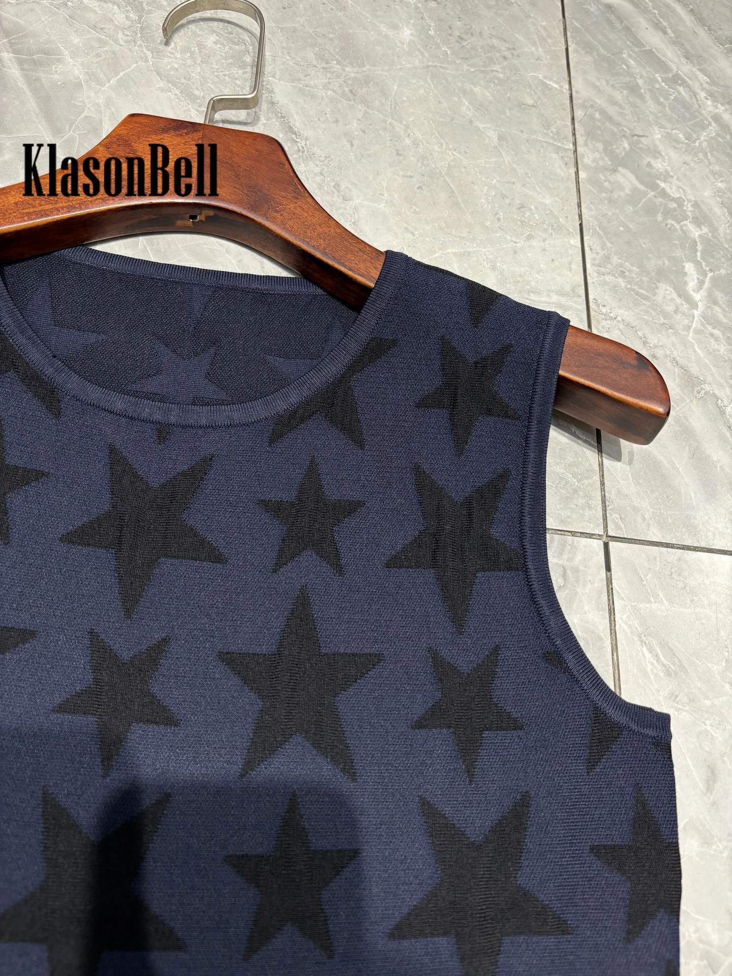 12.31 KlasonBell модное темпераментное вязаное платье с пятиконечной звездой и круглым