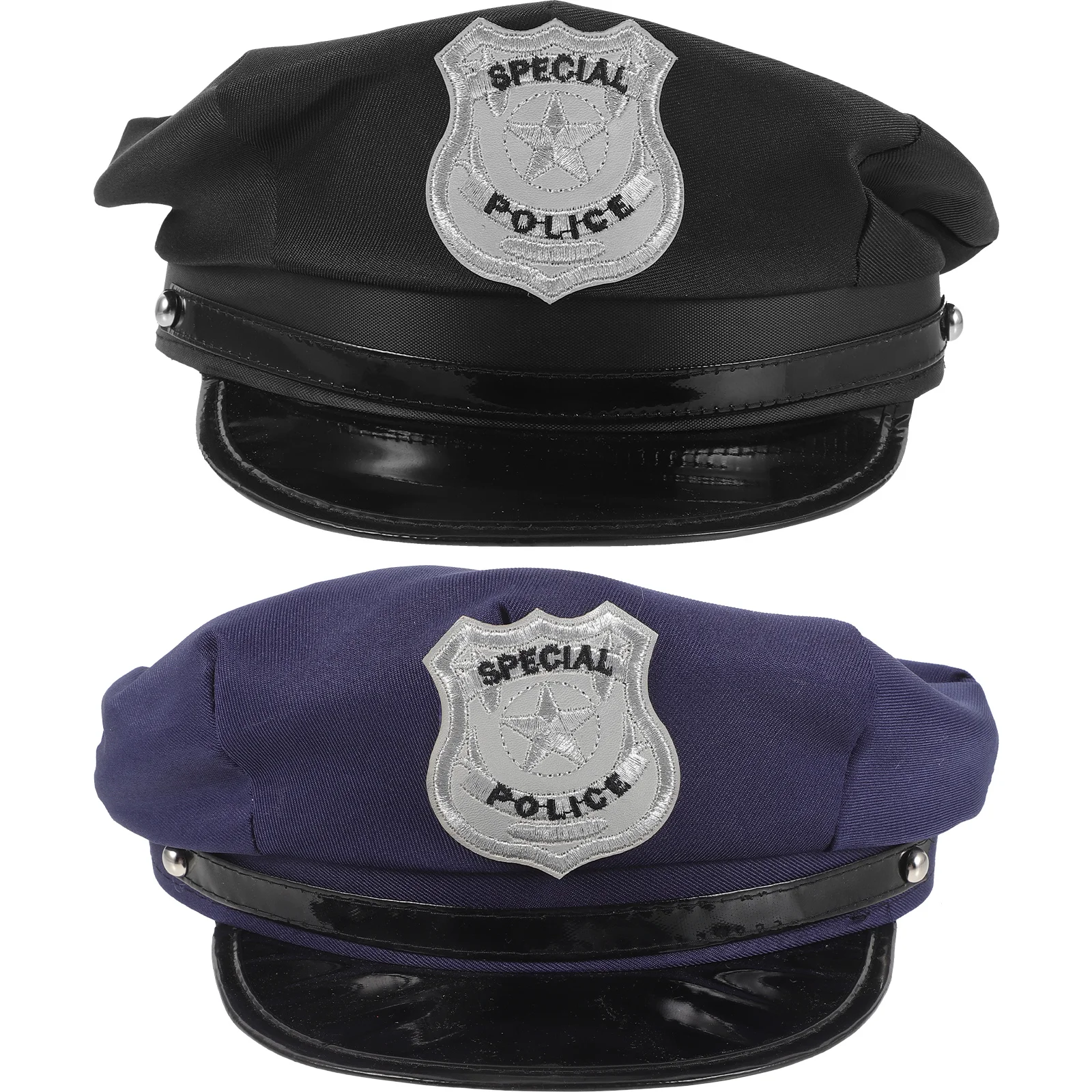 

2 Pcs Kids Halloween Costume Police Cap Cop Hat Men Stage Performance Party Favor Captain Accessories Twill Fabric Miss