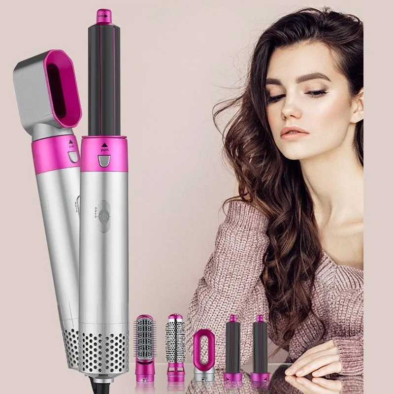 

5 In 1 Hot Heating Hair Comb Brush Hair Straightener Brush Hair Curler Automatic Curling Iron Set Hair Dryer Professional Salon