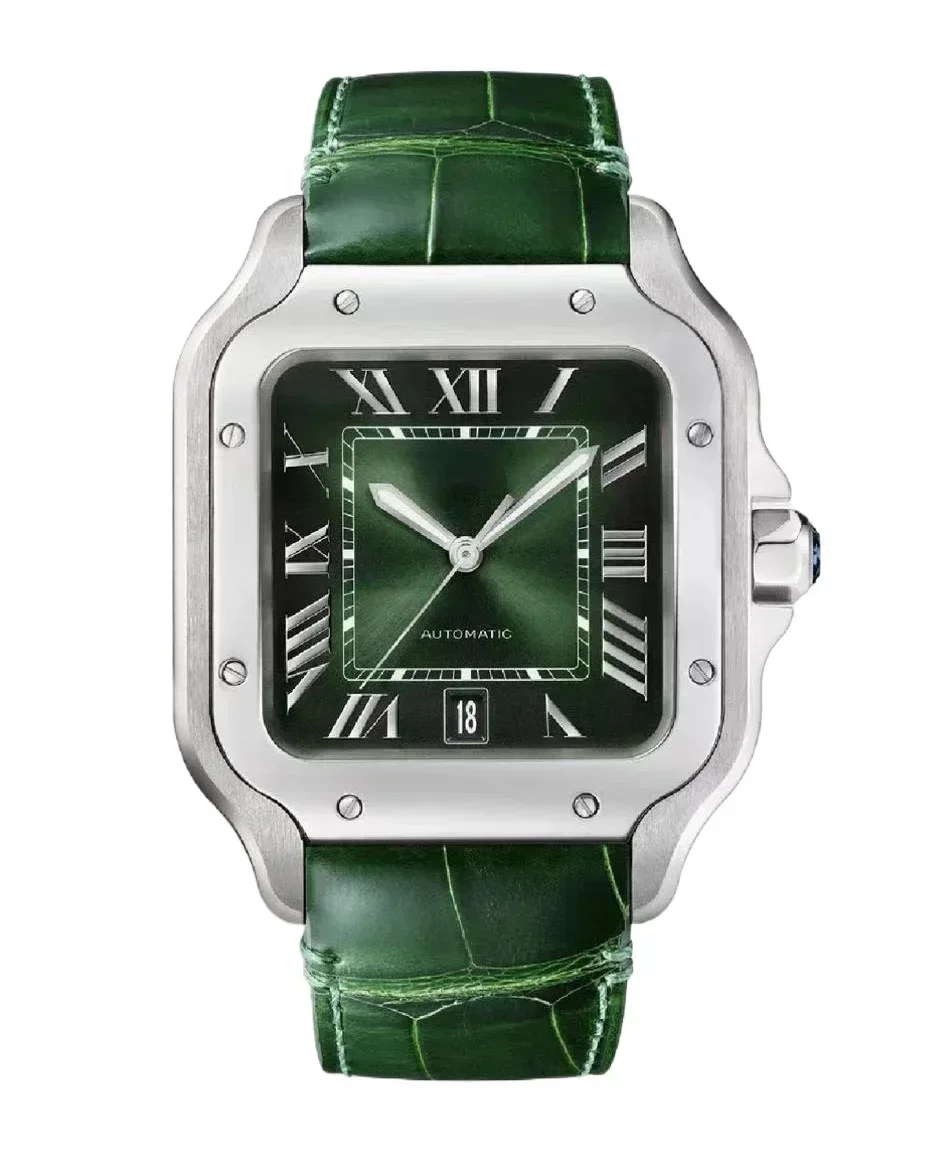 2023 New Green Leather Automatic Mechanical Watch Men Womens Stainless Steel Blue Black White Rome Gold Bezel Wristwatch