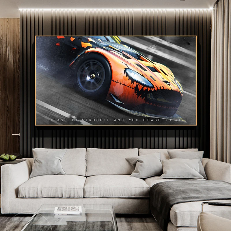 

Yellow Sports Car Posters Aesthetic Room Decor Room Decor Aesthetic Decorations for Home Boys Bedroom Decor Wall Art