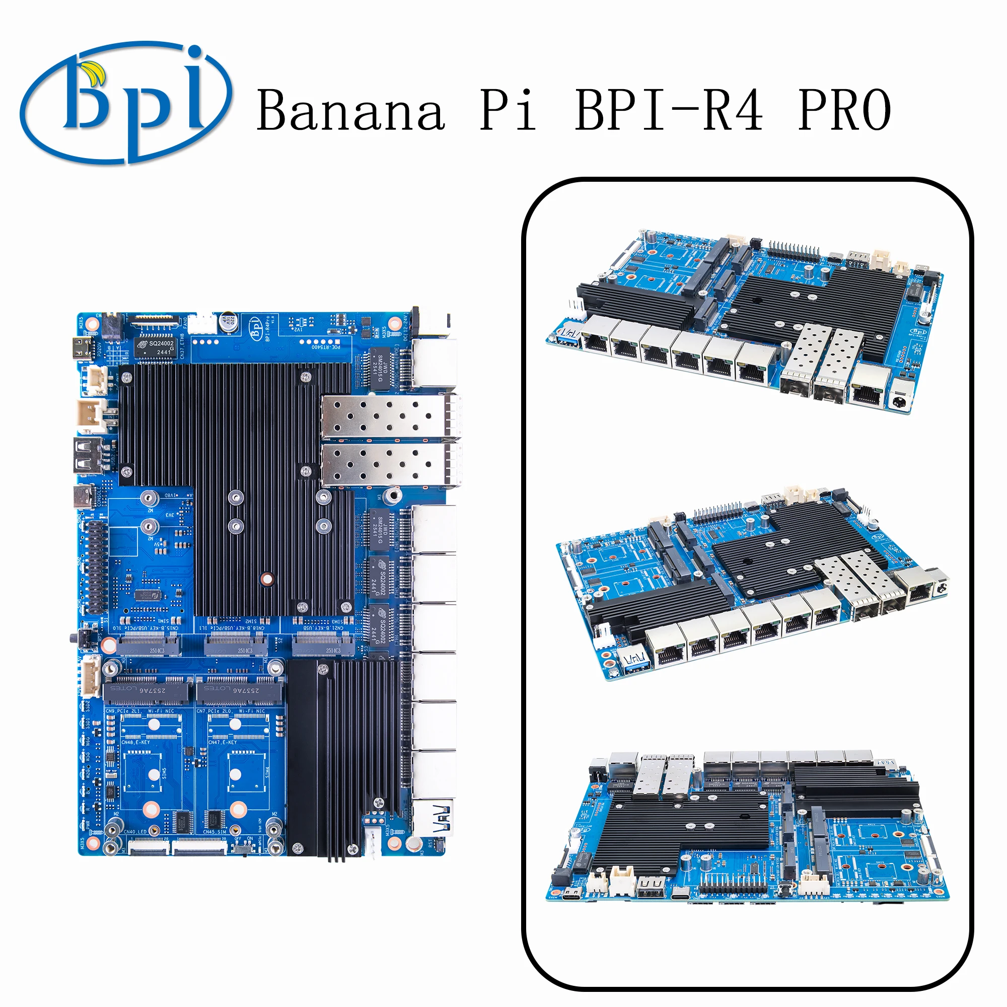 Фото Banana Pi MediaTek MT7988A BPI-R4 PRO(8X) 8 ГБ DDR4 8 ГБ eMMC для интернет-роутеров, сетевых и коммуникационных приложений №1