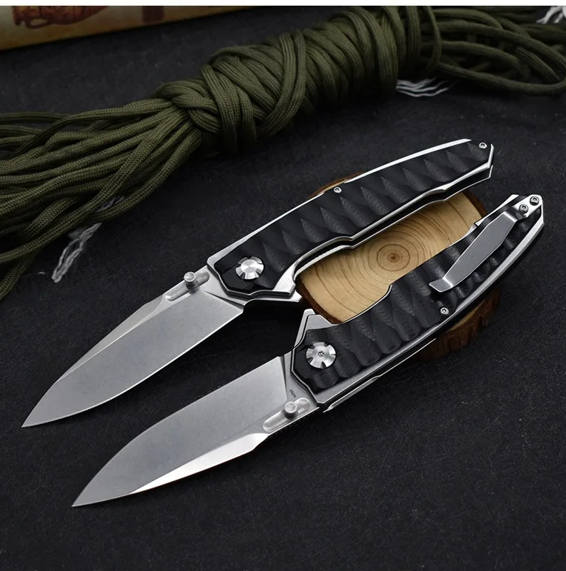 Outdoor M390 Blade Folding Knife G10 Handle Camping Hunting Self-defense Survival Saber Non-slip G10 Handle Pocket Knives