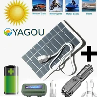 yagou solar panel flashlight set portable usb rechargeable highlight travel light for outdoor camp hiking fishing solar charger