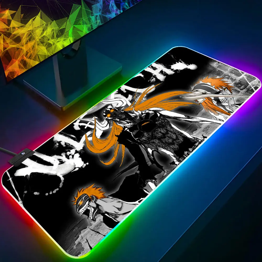 

Anime Bleach RGB Pc Gamer Keyboard Mouse Pad Mousepad LED Glowing Mouse Mats Rubber Gaming Computer Mausepad