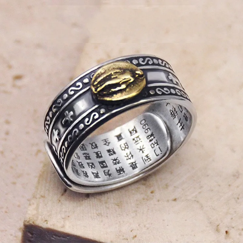 

Real Pure S990 Silver Christian Lord's Prayer Ring for Men and Women Transit Europe Fashion Jewelry Holiday Gifts