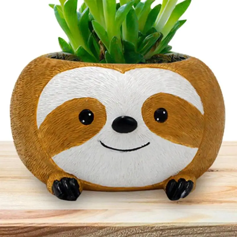 

Small Succulent Pots Resin Sloth Shape Cactus Pots Animal Flowerpot Cactus Container For Home Desk Shelf Garden Patio Balcony