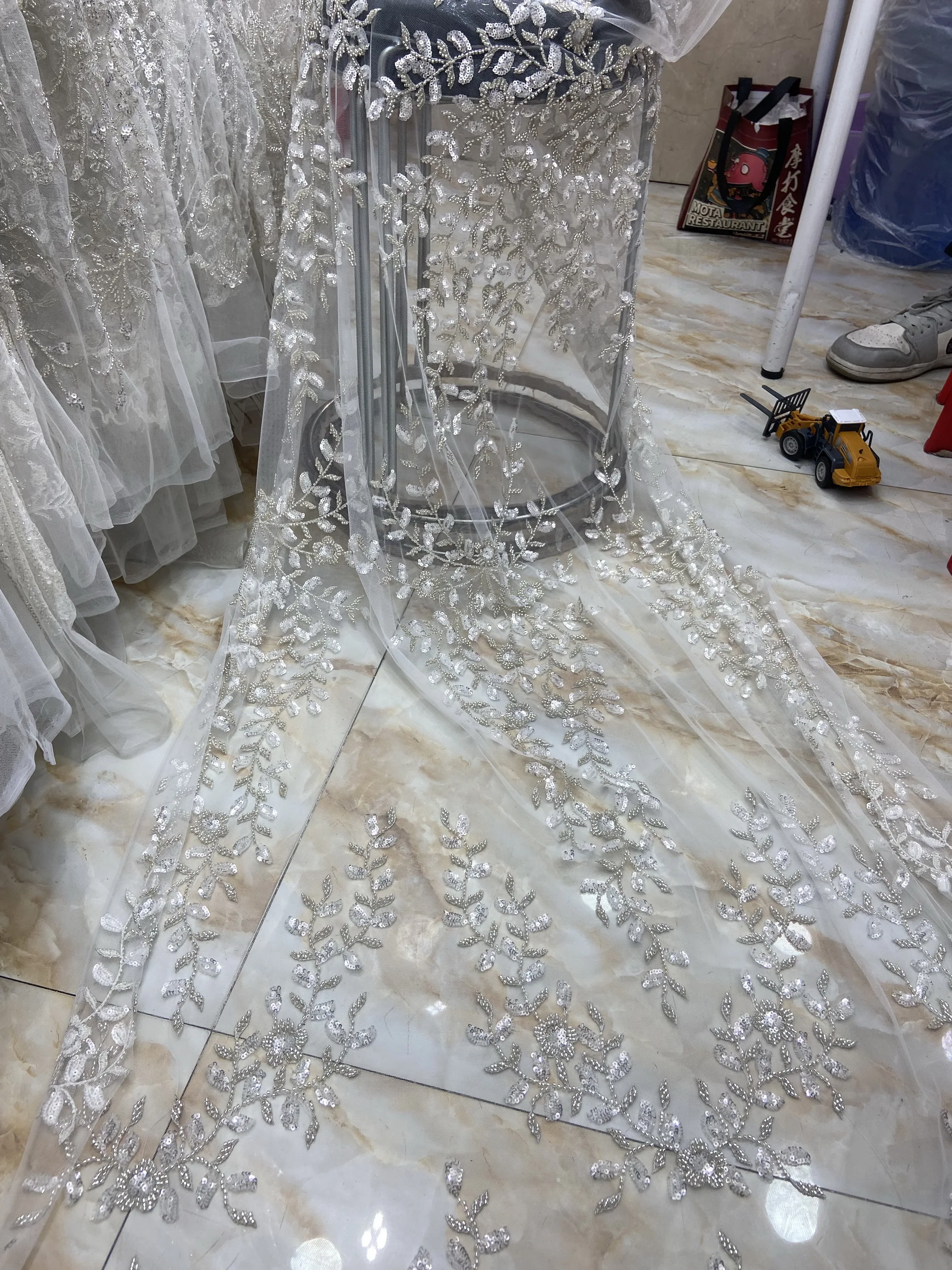 Роскошное Африканское белое Сетчатое кружево ручной работы с бусинами и