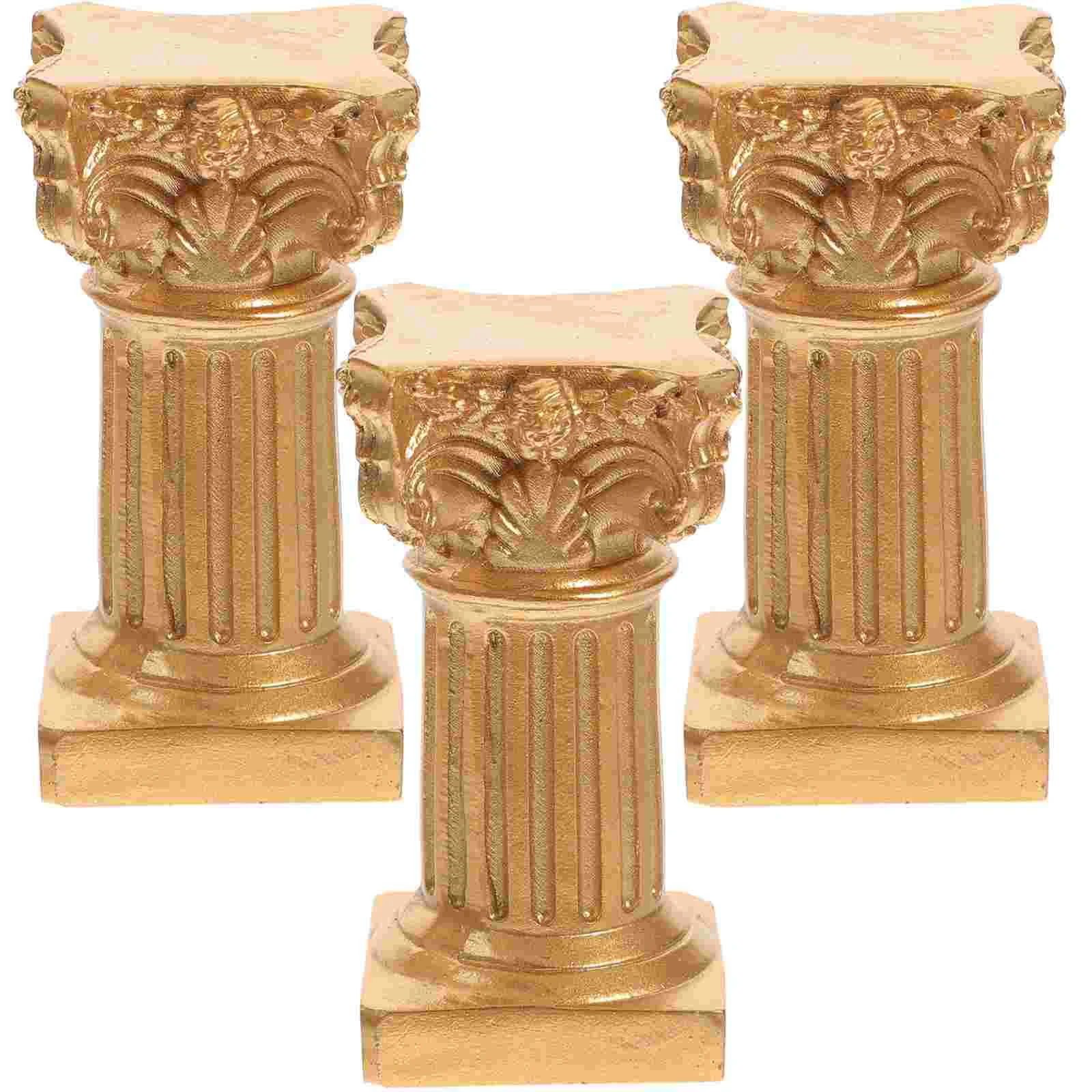 

3pcs Roman Column Holder Table Ornaments Mini Roman Column Candlestick