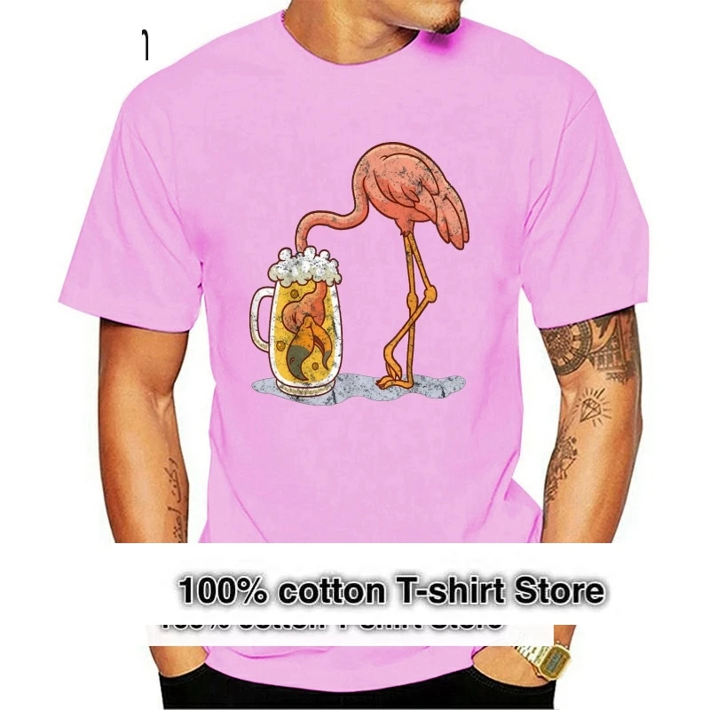 Мужская футболка в стиле ретро с изображением фламинго пивной кружки питьевой