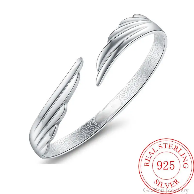 Модный Серебряный Женский Браслет-манжета со штампом 925 счастливый браслет с
