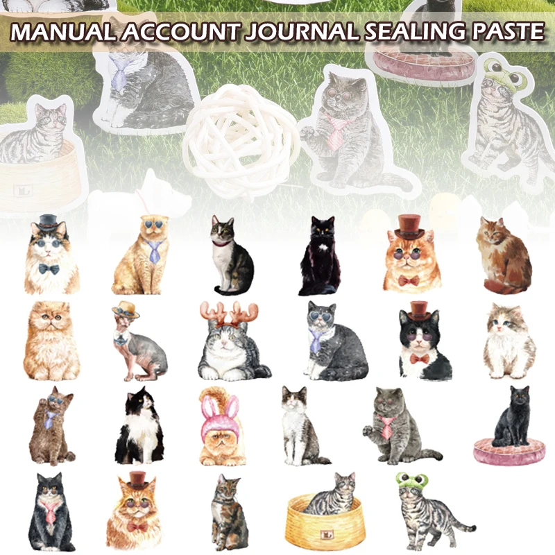 

46 Pcs/pack Cute Cat Decorative Stickers Laptop Skateboard Water Bottles Computer Cartoon Sticker Diary Suitcase Decoration