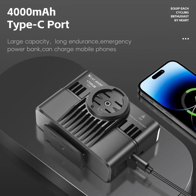 Велосипедные передние фонари WEST BIKING 3 в 1 1700 лм водонепроницаемая велосипедная