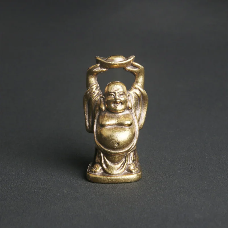 

Antique Brass Lifting Ingot Maitreya Buddha Desktop Ornaments Nafu Maitreya Offering Creative Ornaments