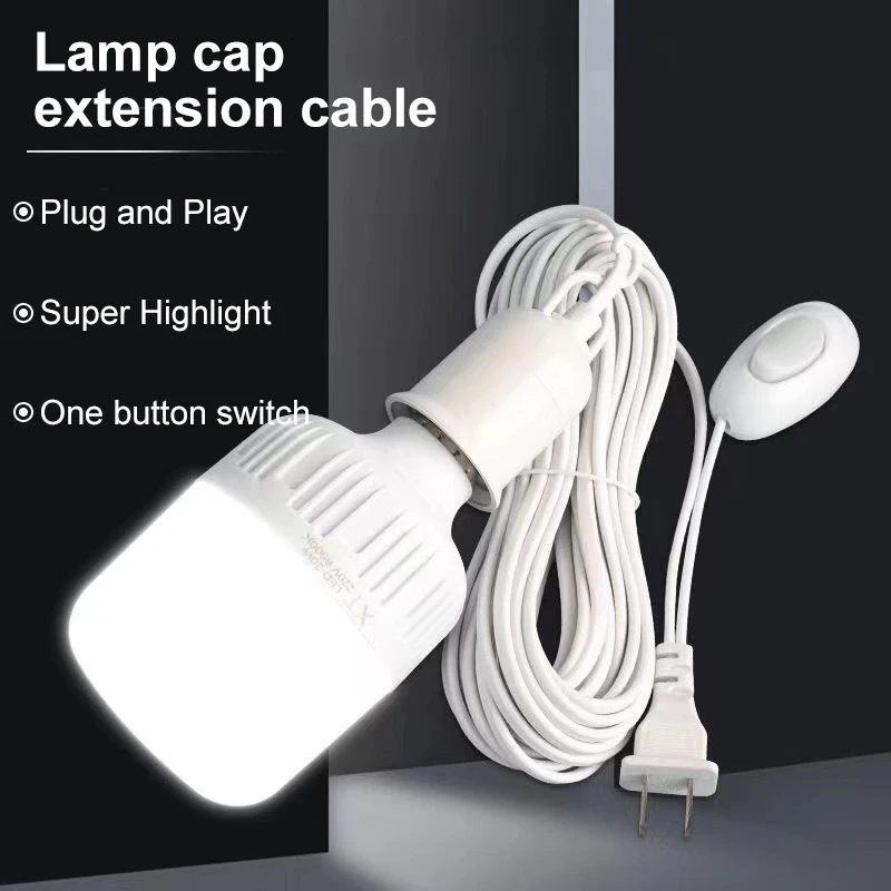 

With Switch Screw Lamp Holder Universal Two Plugs Lamp Bases Suspension Led Bulb Socket Adapter Tools And Gadgets E27 3/5/8/10m