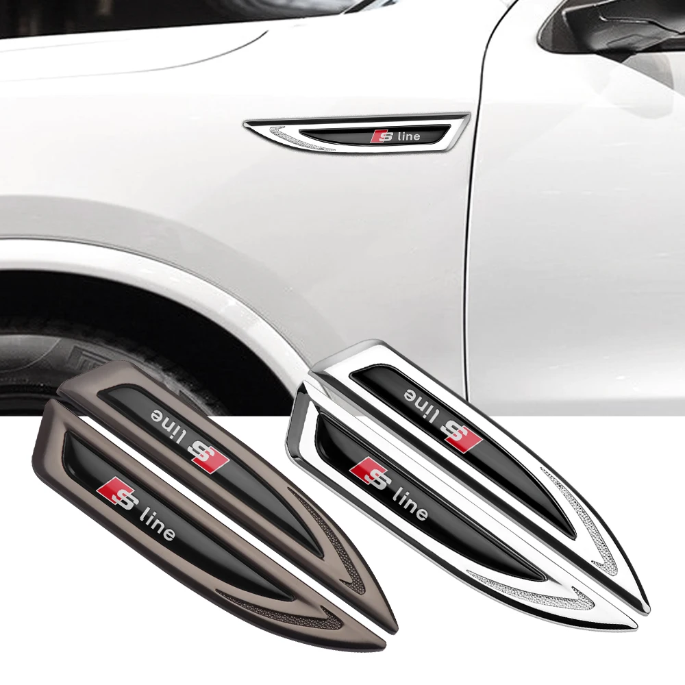 

2PCS Car Side Fender BodyMetal Badge Decoration Stickers For Audi A3 A4 A5 A6 Q3 Q5 Q7 RS S3 S4 S5 S6 S8