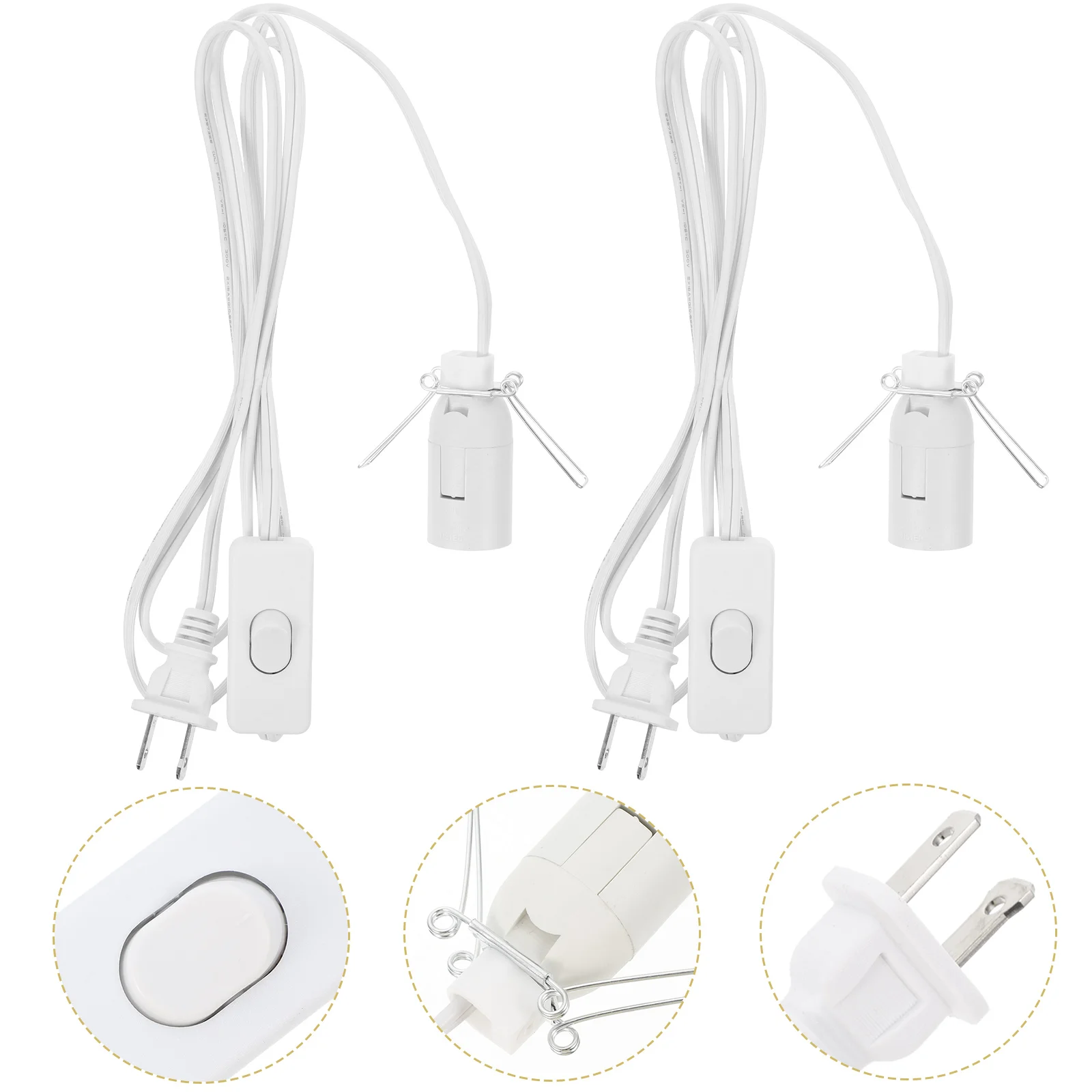 

2pcs Salt Lamp Cord Replacement E12 Base Power Cord Cable With Switch Us Plug