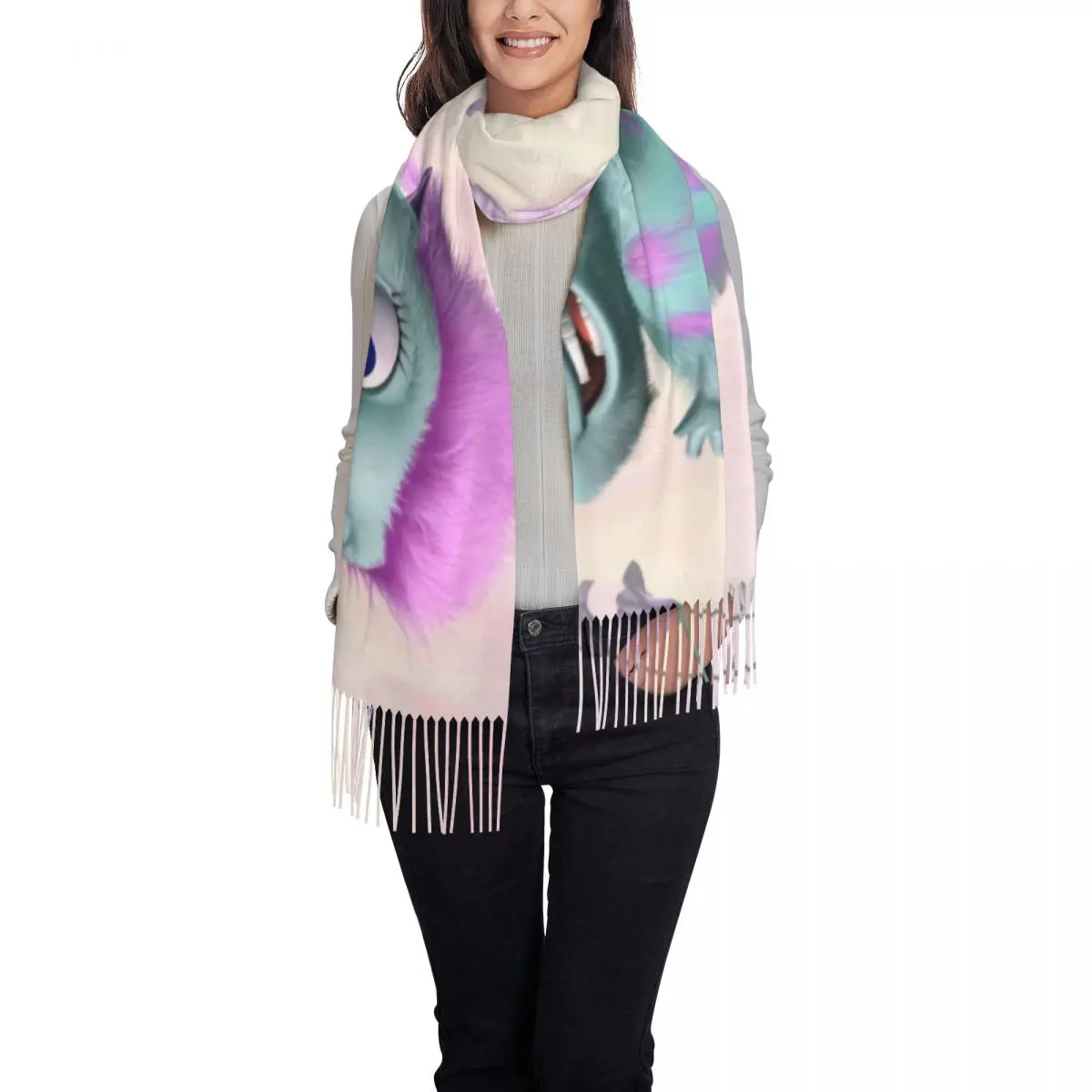 Шарф для мужчин и женщин теплый с индивидуальным принтом в стиле комикса аниме