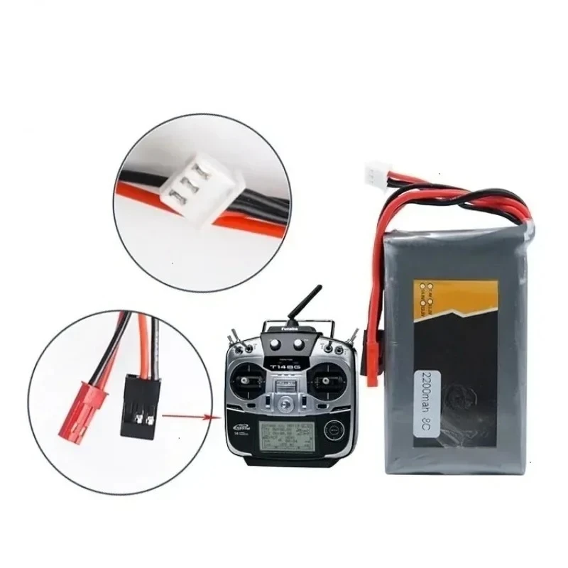 Фото Аккумулятор высокой мощности 7,4 В 2200 мАч 2S 8C LiFe для BBL1 Futaba 3P Plug для 14SG 16SZ 18SZ, аккумуляторная батарея с дистанционным управлением №3