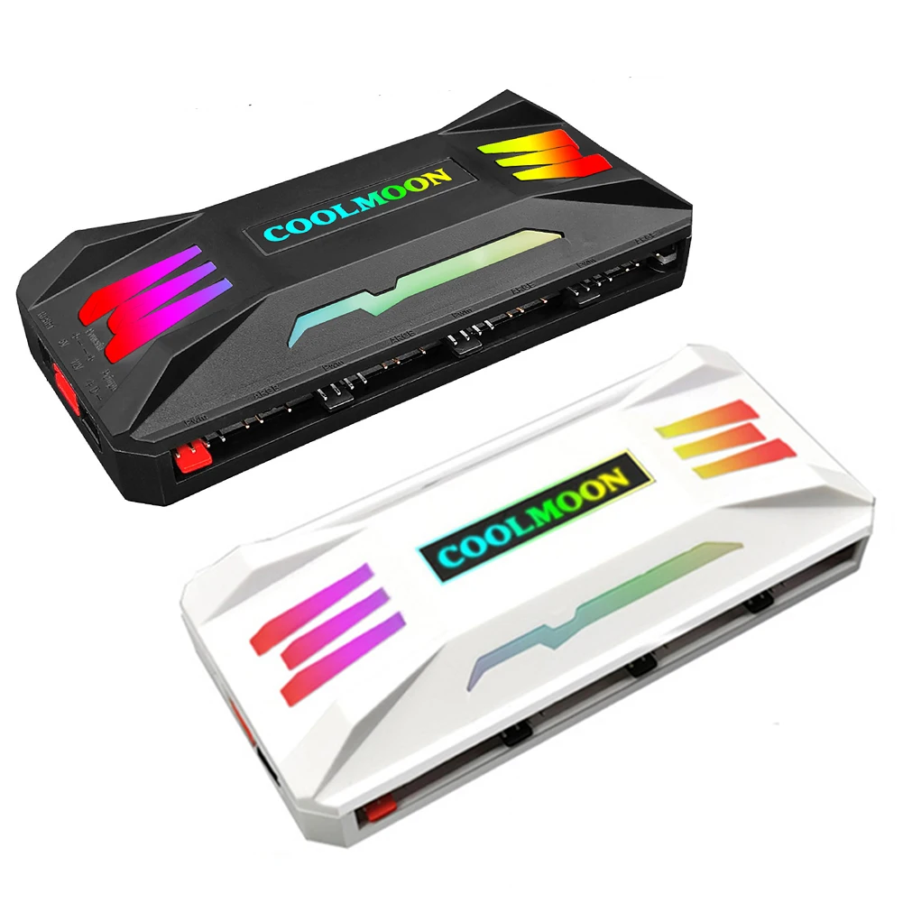 

Светодиодный контроллер COOLMOON RGB, 4-контактный кулер для охлаждения компьютера, 5 В, 3 контакта, с пультом управления музыкальным ритмом