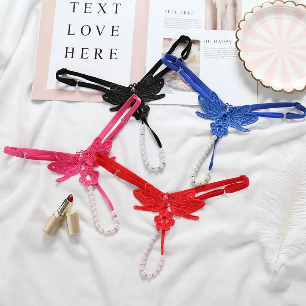 

Pearl Crotch G-String Fashion Design Nylon Low-Waist Thong Women Lingerie Korean Style Underwear T-Shaped Panties