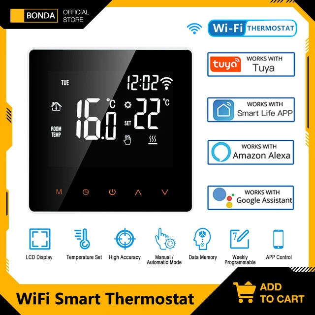 BONDA Floor Wifi Thermostat Tuya Smart Home Electric Heating Water/Gas Boiler for Google Home Alexa Temperature Control System 1
