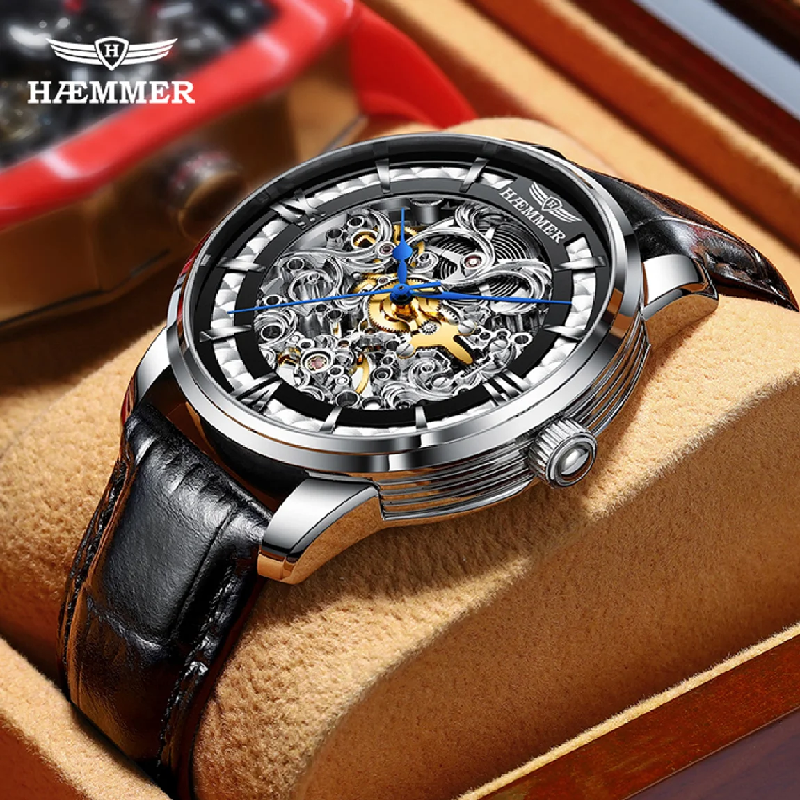 

Skeleton Watch Automatic Luxury Mechanical Watches Men 42mm Top Brand Fashion Stainless Steel Waterproof Wristwatch HAEMMER 2022