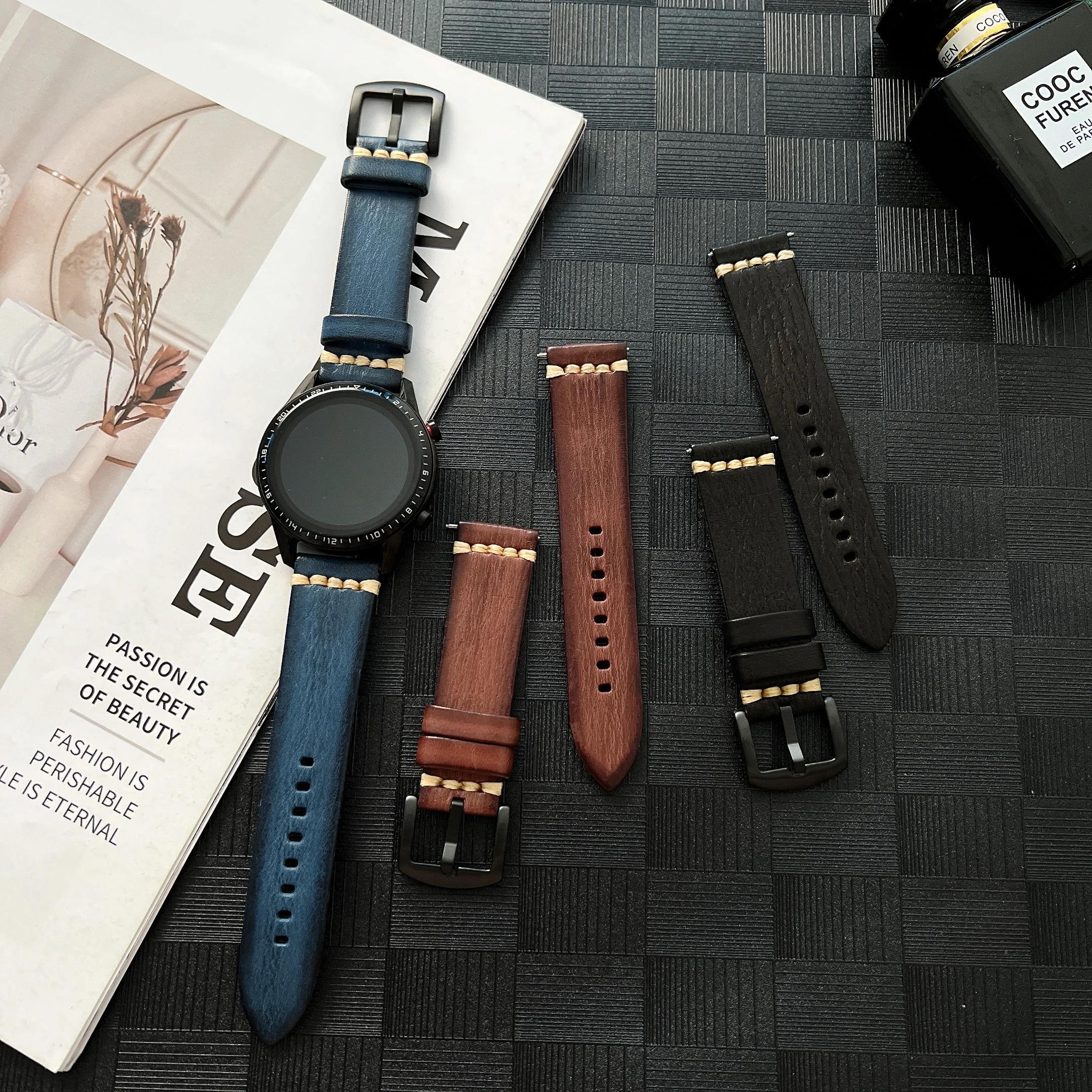 

Premium Leather Strap For Samsung Galaxy watch 3/Gear S3/Huawei Watch 3 Pro Oil Wax Bracelet Wristband For Amazfit GTR/Stratos