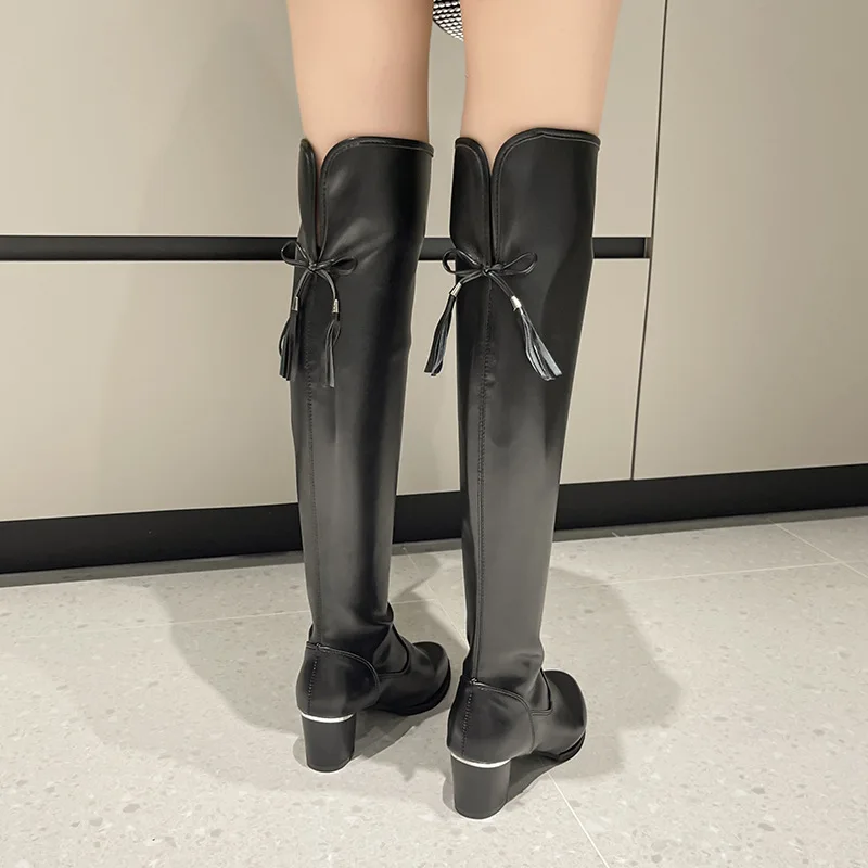 Осень/зима 2023 новые узкие ботинки теплые женские сапоги до колена из мягкой кожи