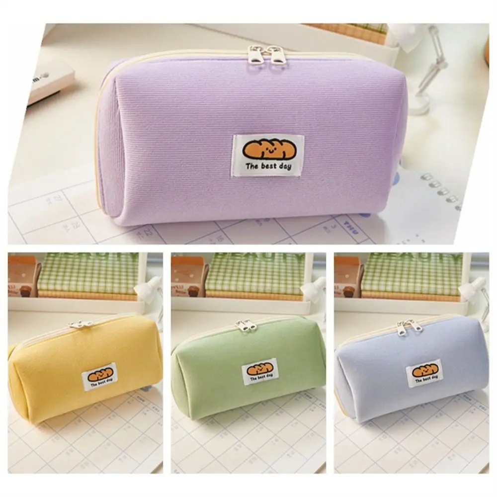 

Large Capacity Pencil Case Stationery Pen Case Corduroy Pencilcase School Office Supplies Cute Pencil Pouch Cream Color