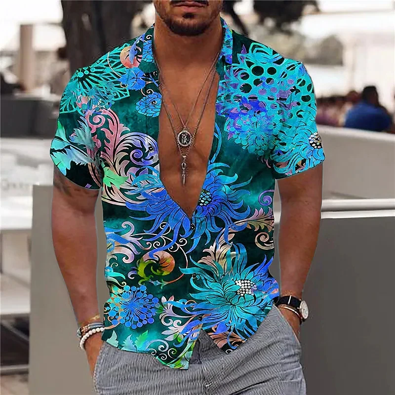 Hawaiian Tropical Shirts For Men 3d Beach Holiday Short Sleeve Summer Oversized Tops Tee Shirt Man Floral Blouse 5xl Camisalarge