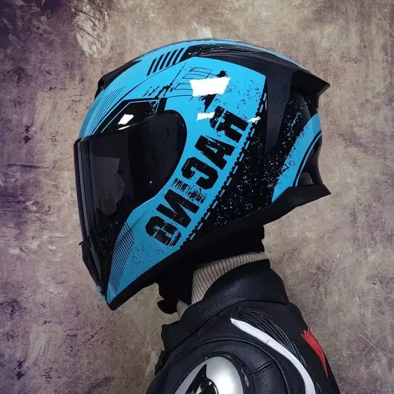 

Motorcycle helmet Men's double mirror head helmet Full coverage outdoor riding personality all season helmet