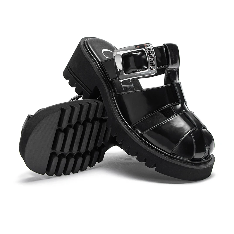 

Женские тапочки на танкетке, Уличная обувь на толстой подошве, пляжные защитные танкетки с закрытым носком, лето 2023