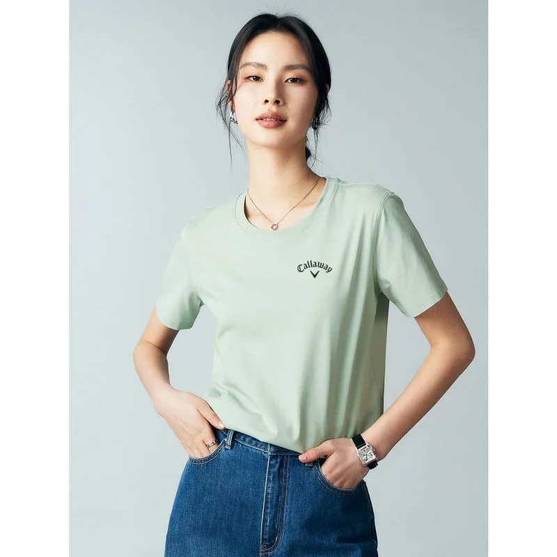 Women Pure Colour Golf T-shirt Short-sleeved Casual Top Thick Cotton Half-sleeve  O-neck T Shirt Mercerized  Simple