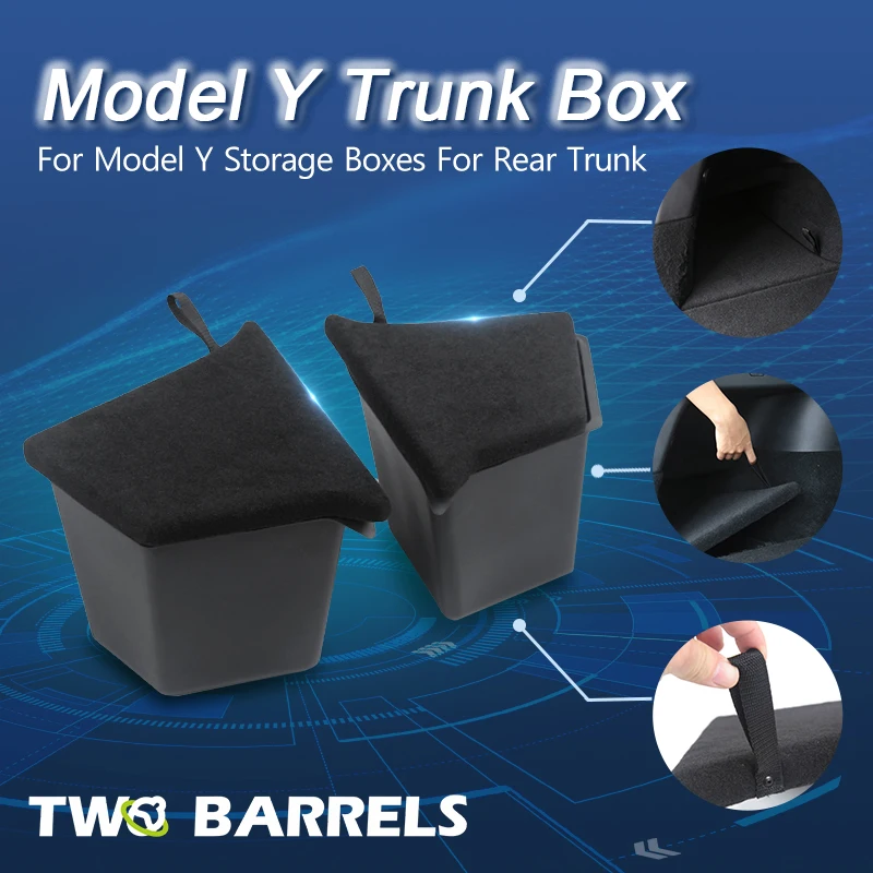 

For Tesla Model Y Rear Trunk Storege Box 2023 2022 Sorting Bins With Carpet Lids Car Accessories Water Proof Tools Organizers