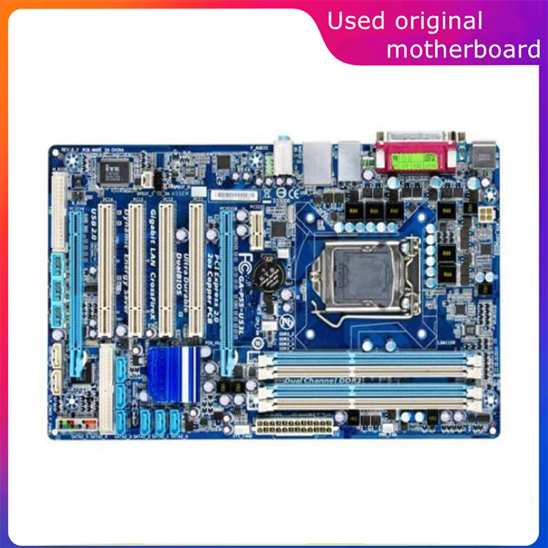 Б/у материнская плата LGA 1156 для Intel P55 Φ компьютера USB2.0 SATA2 DDR3 16G десктопная материнская плата
