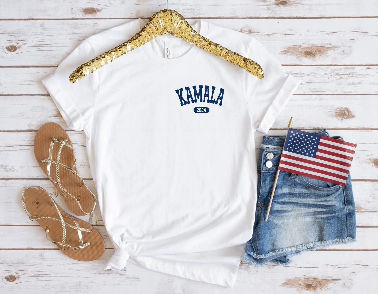 Карманная футболка Камала Харрис для президента 2024 минималистичная поддержка