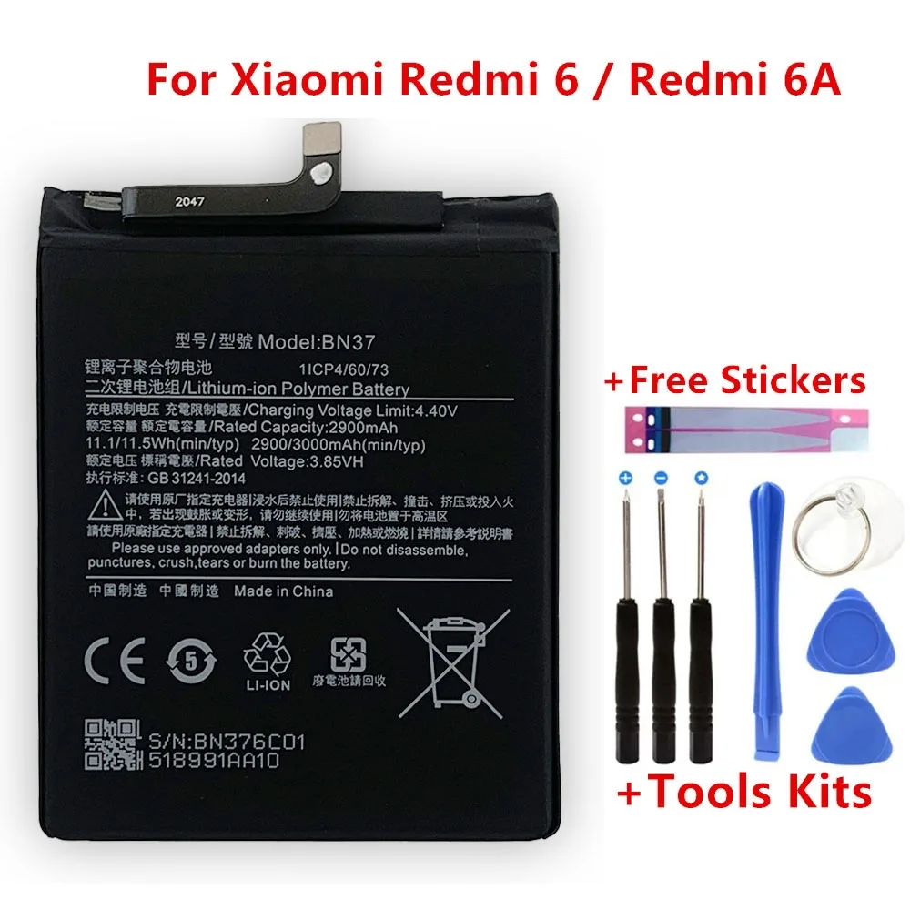 

Original Replacement Battery For Xiaomi Mi Redmi6 Redmi 6 Redmi 6A Redrice 6 BN37 Genuine Phone Battery 3000mAh+Tools Kits