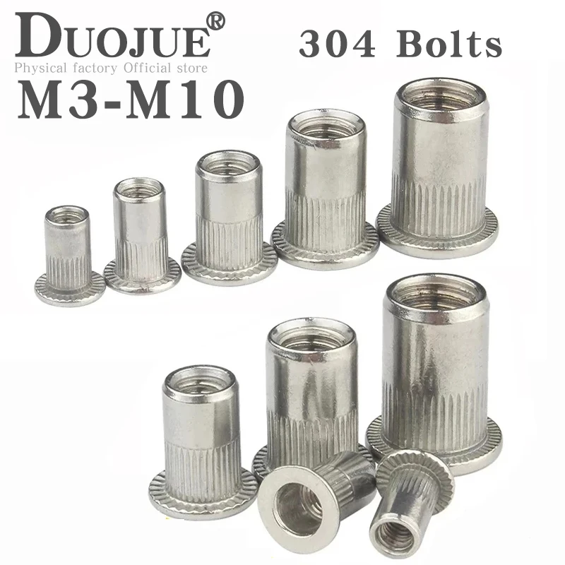 

Rivet Nut 304 Stainless Steel M4 M5 M6 M8 M10 Rivnut Flat Head Threaded Rivet Insert Nutsert Cap Perforated Rivet Nuts