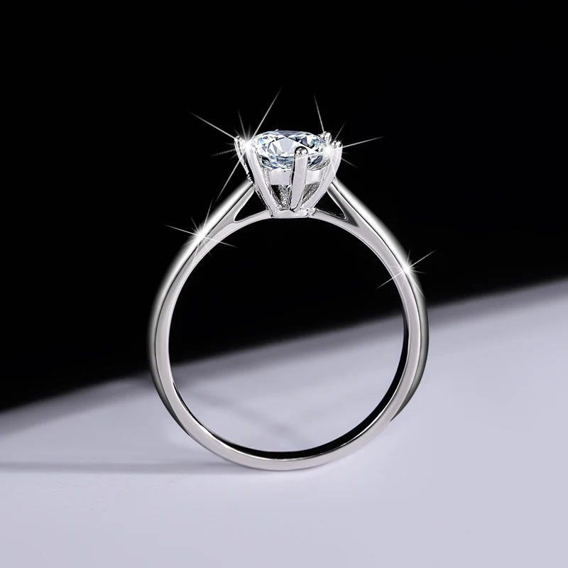 S925 Sterling Silver Mosang Diamond Ring Classic Six Claw Wedding Proposal Ring Mosang Opening Ring Female