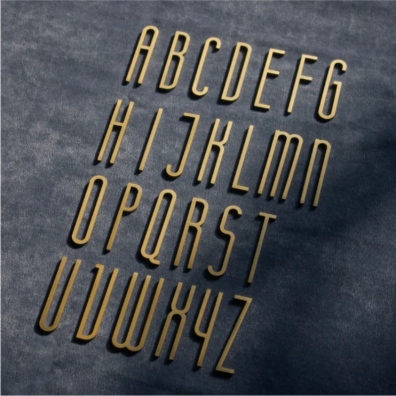

DIY Shop Name Wall Decorative Solid Brass English Alphabet Home Decoration Copper Letter Arabic Numerals For House decorative